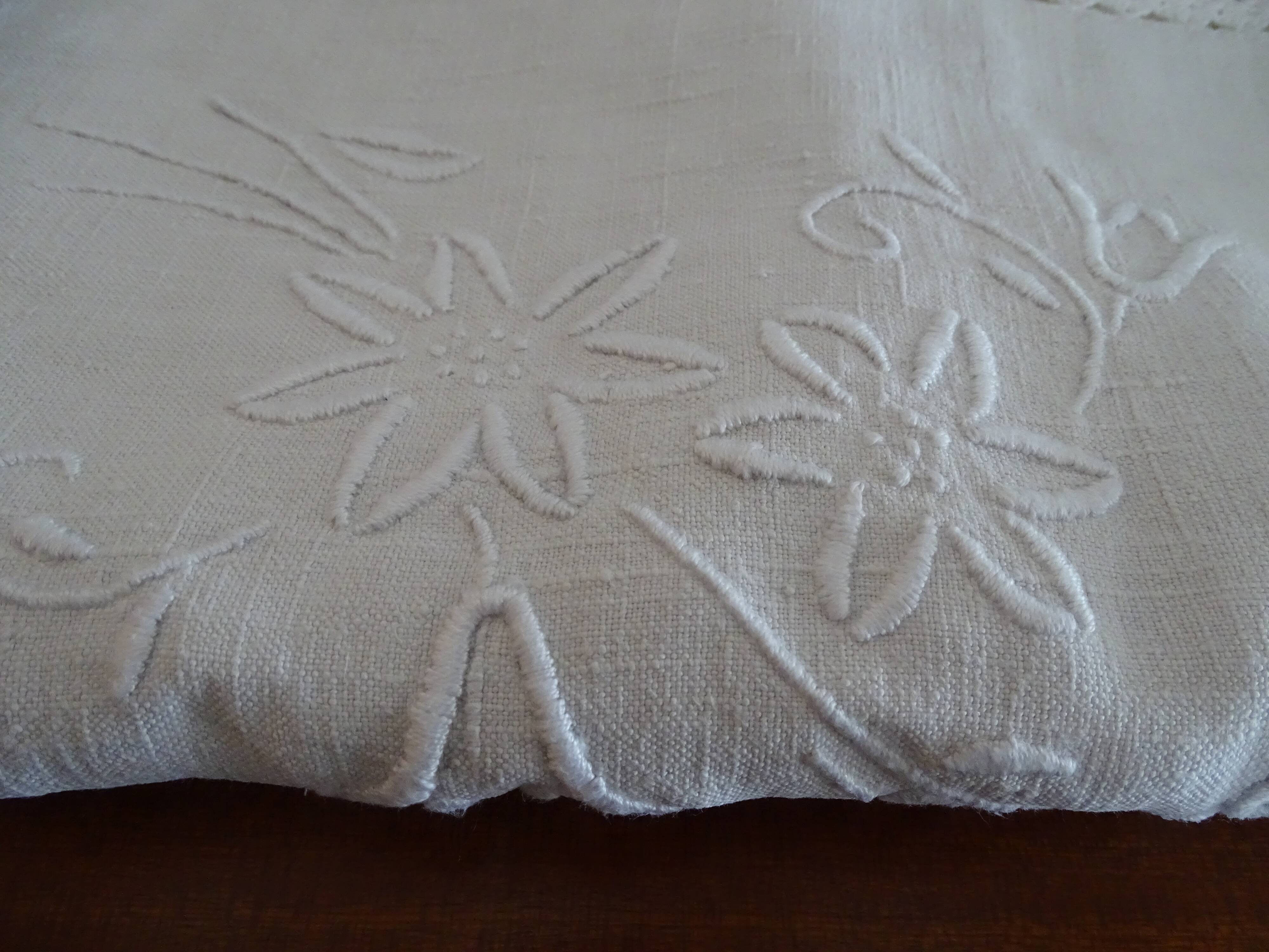 Old linen tablecloth 170 x 165 hand embroidered