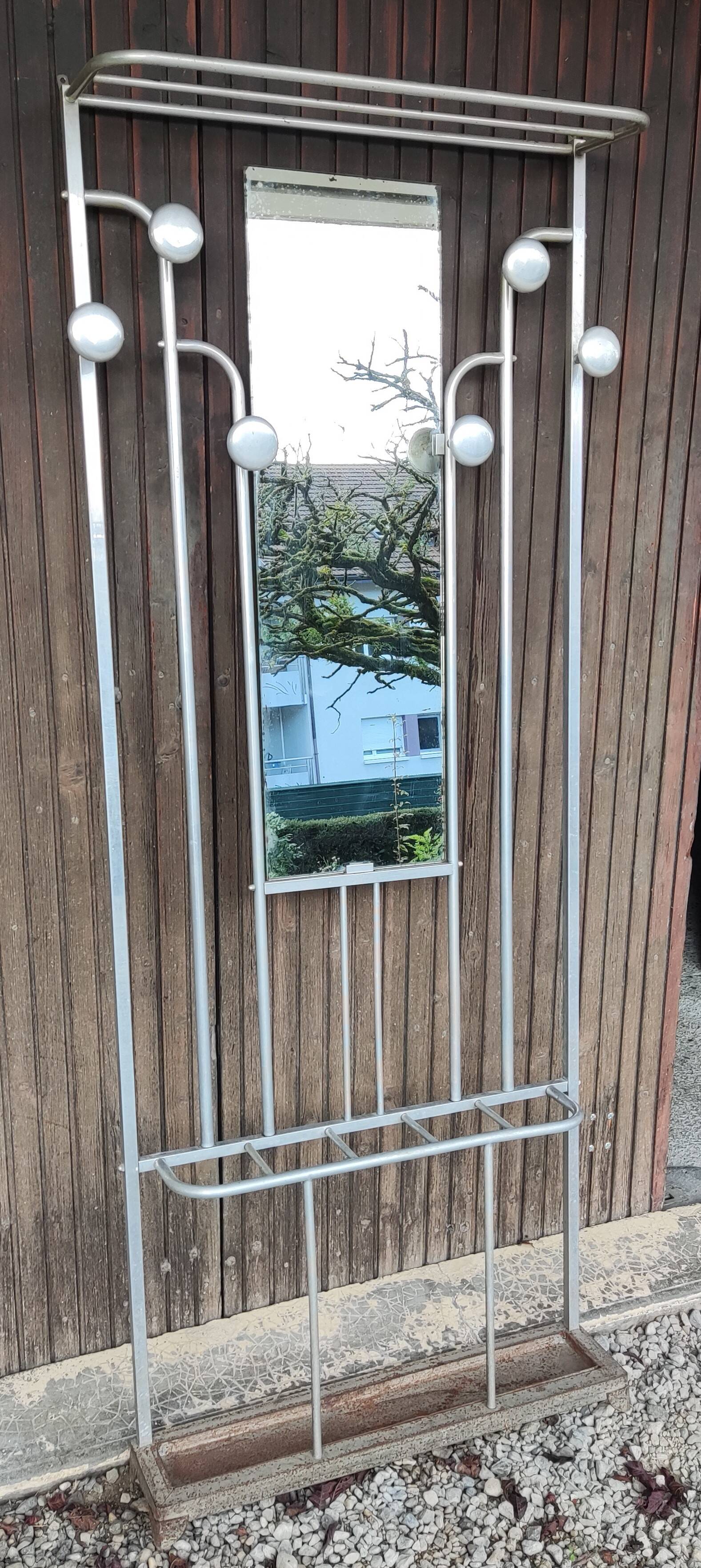 1950s Art Deco Style Coat Rack with Mirror