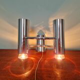 Double wall light in chromed metal, G. SCOLARI, 70s