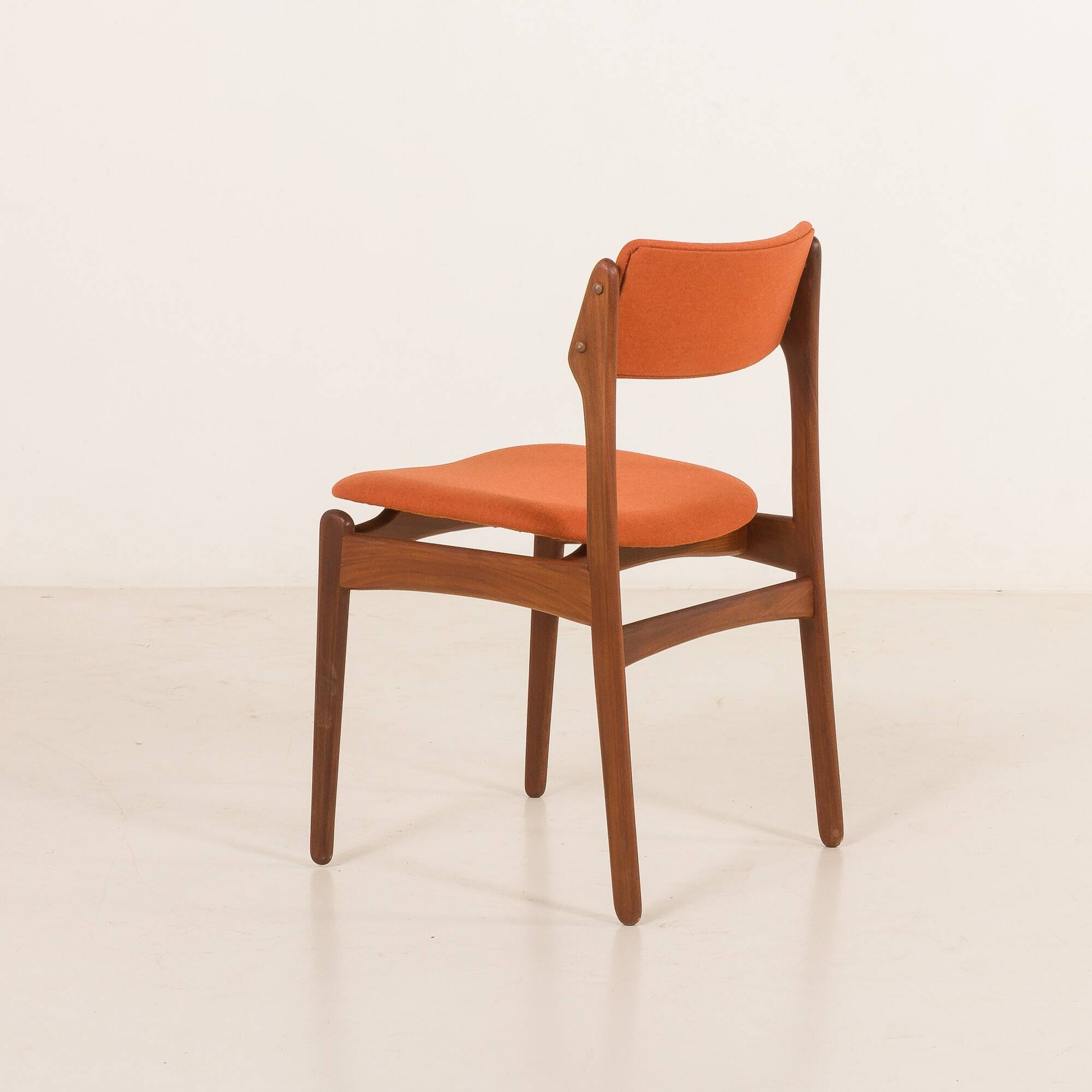 26104 Erik Buch teak and wool chairs, set of 4, Denmark, 1960s