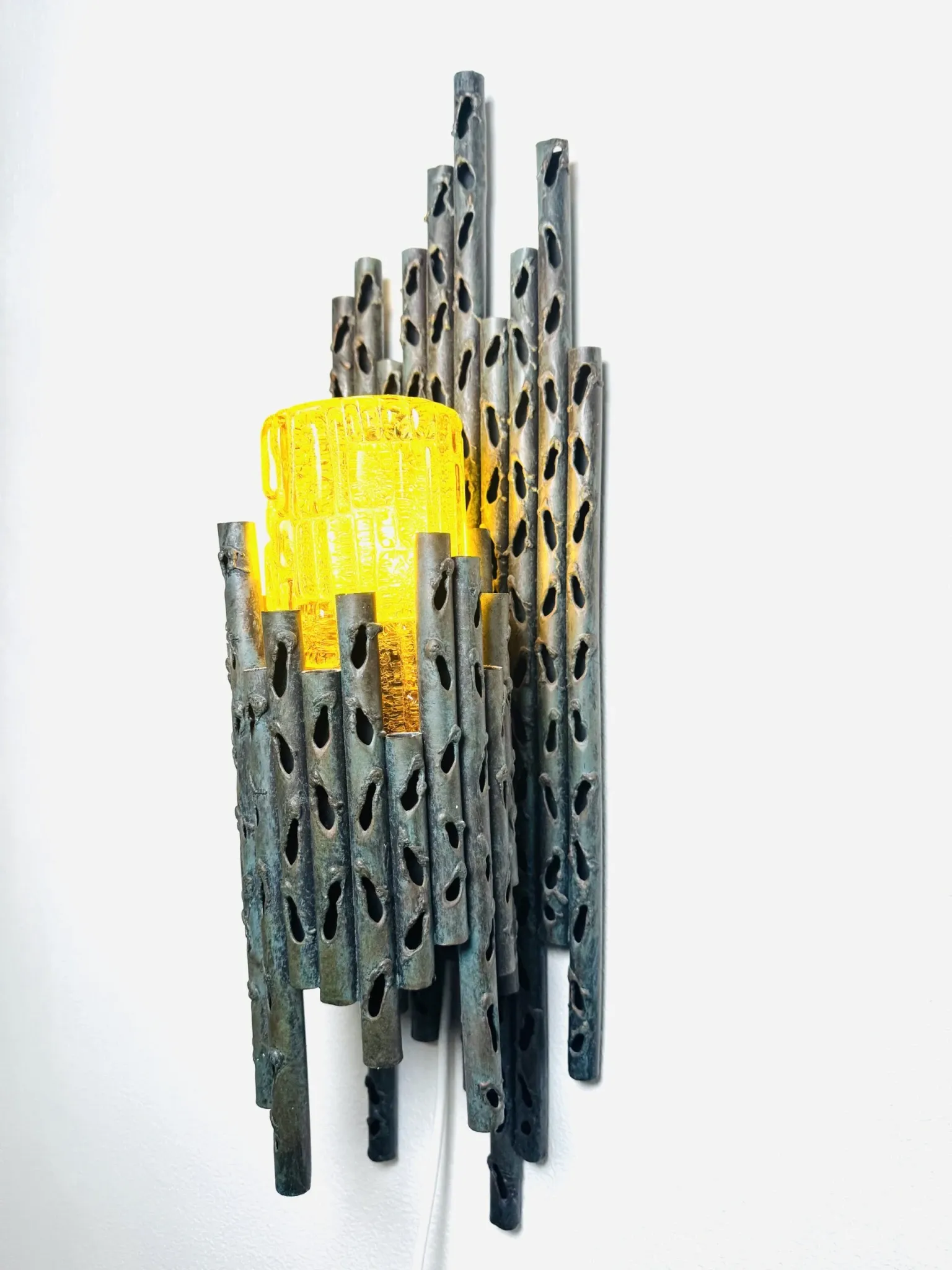 Brutalist Wall Lamp By Marcel Fantoni For Fantoni Studio Firenze, Italy, 1960S