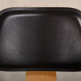 Charles & Ray Eames DCW Ash dining chair with Dark Brown Leather seat for Vitra