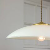 Mid-Century Italian Saucer Glass and Brass Pendant Lamp