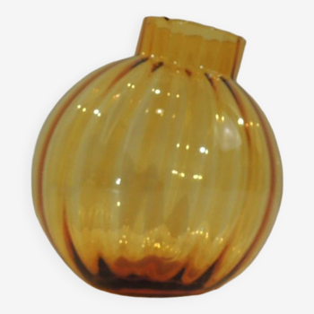 Slanted/Vintage Amber Glass Vase