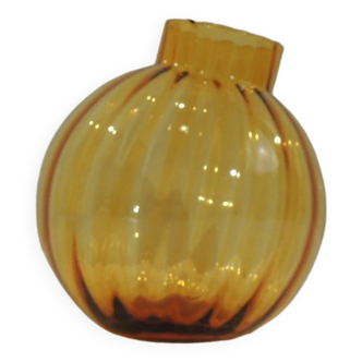 Vase verre ambrée incliné/vintage