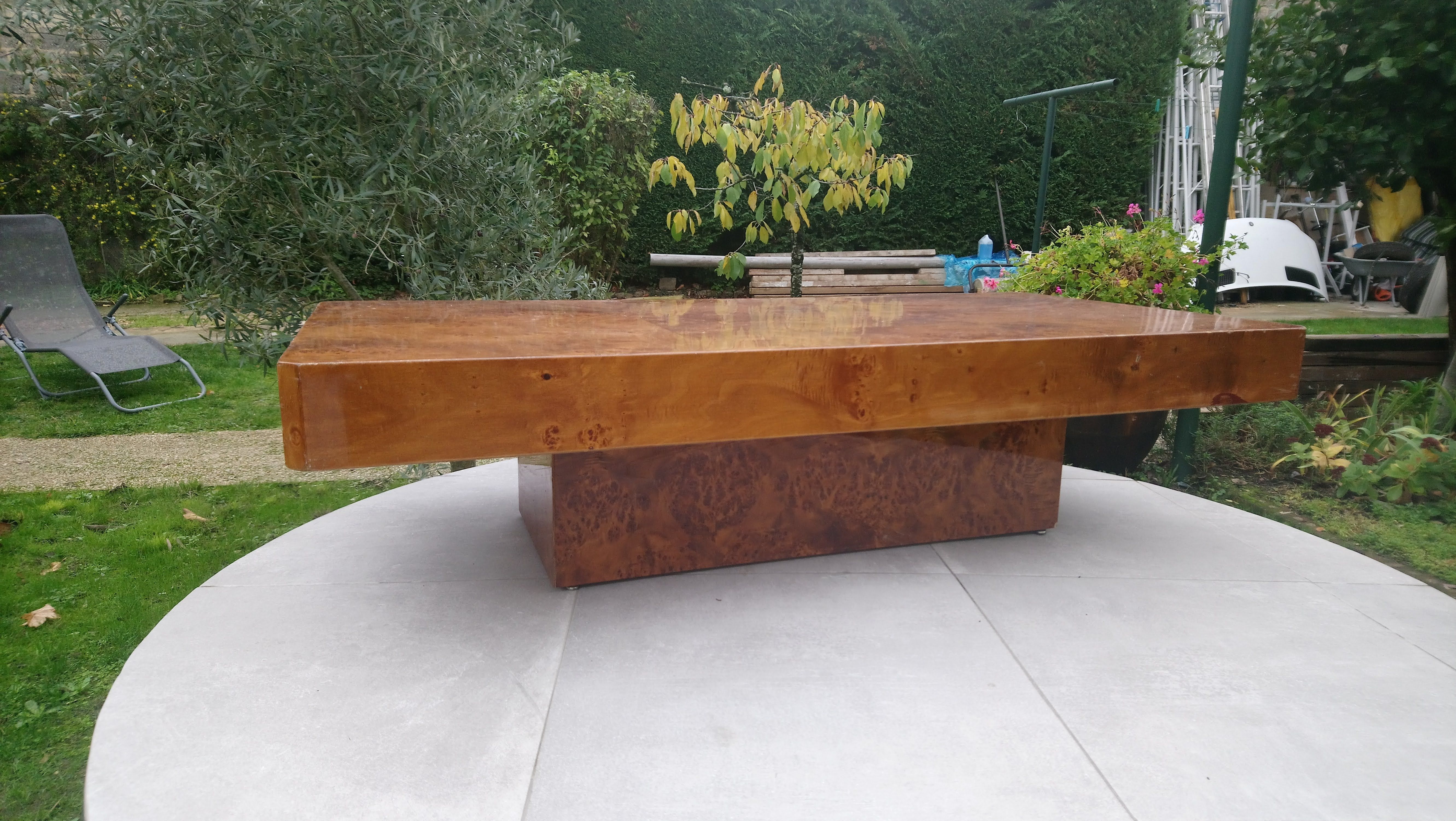 Roche Bobois elm magnifying glass coffee table