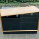 Vintage wood and black glass TV cabinet buffet