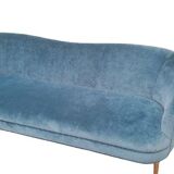 Blue velvet rounded canapé design 214 cm Art Deco style – as new KAOLIN