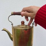 Teapot in gilded brass and wood