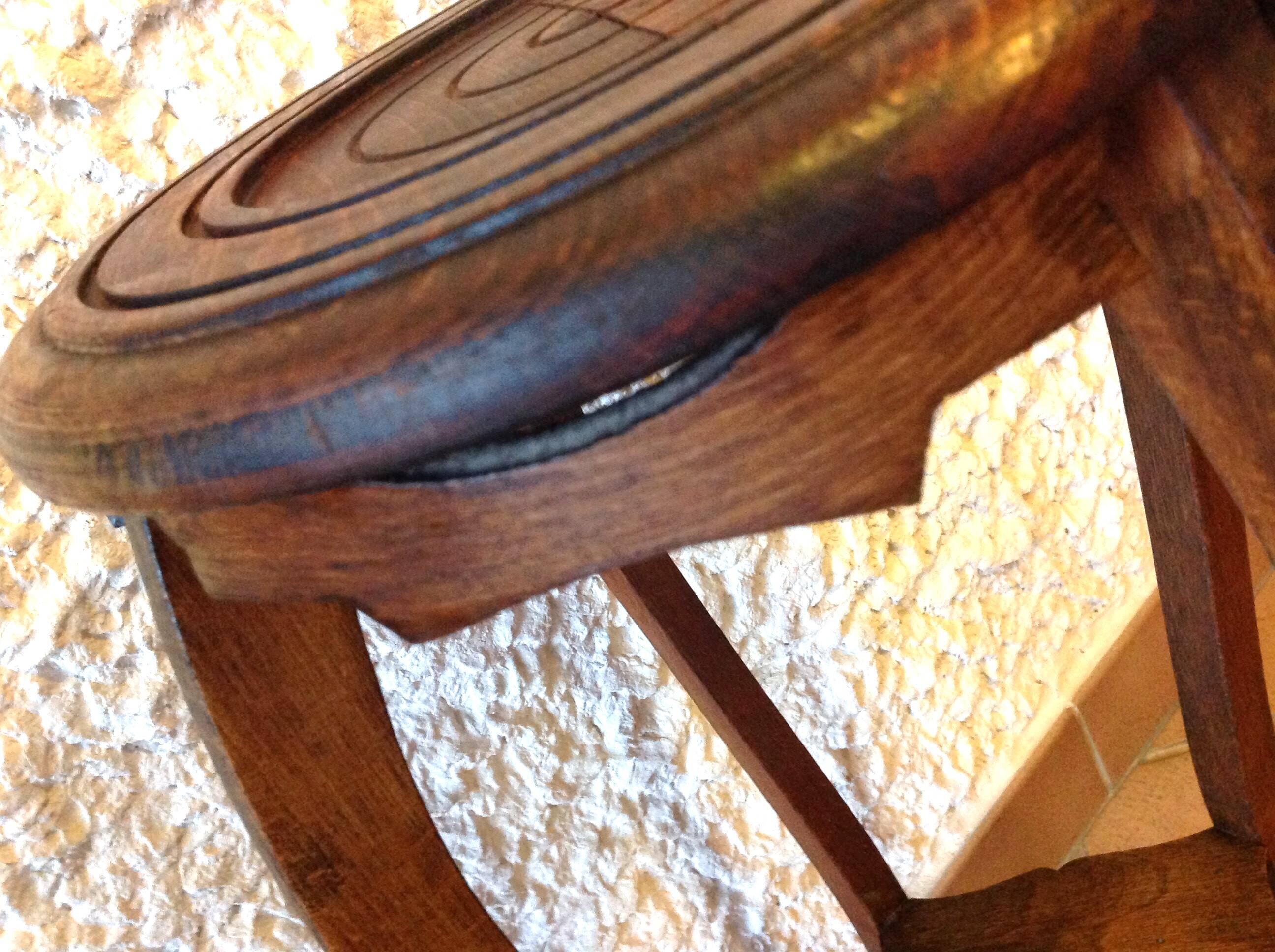 Round wooden plant holder / 40s-50s