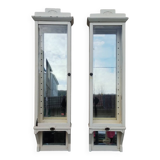 Pair of 2 old small solid wood display cabinets