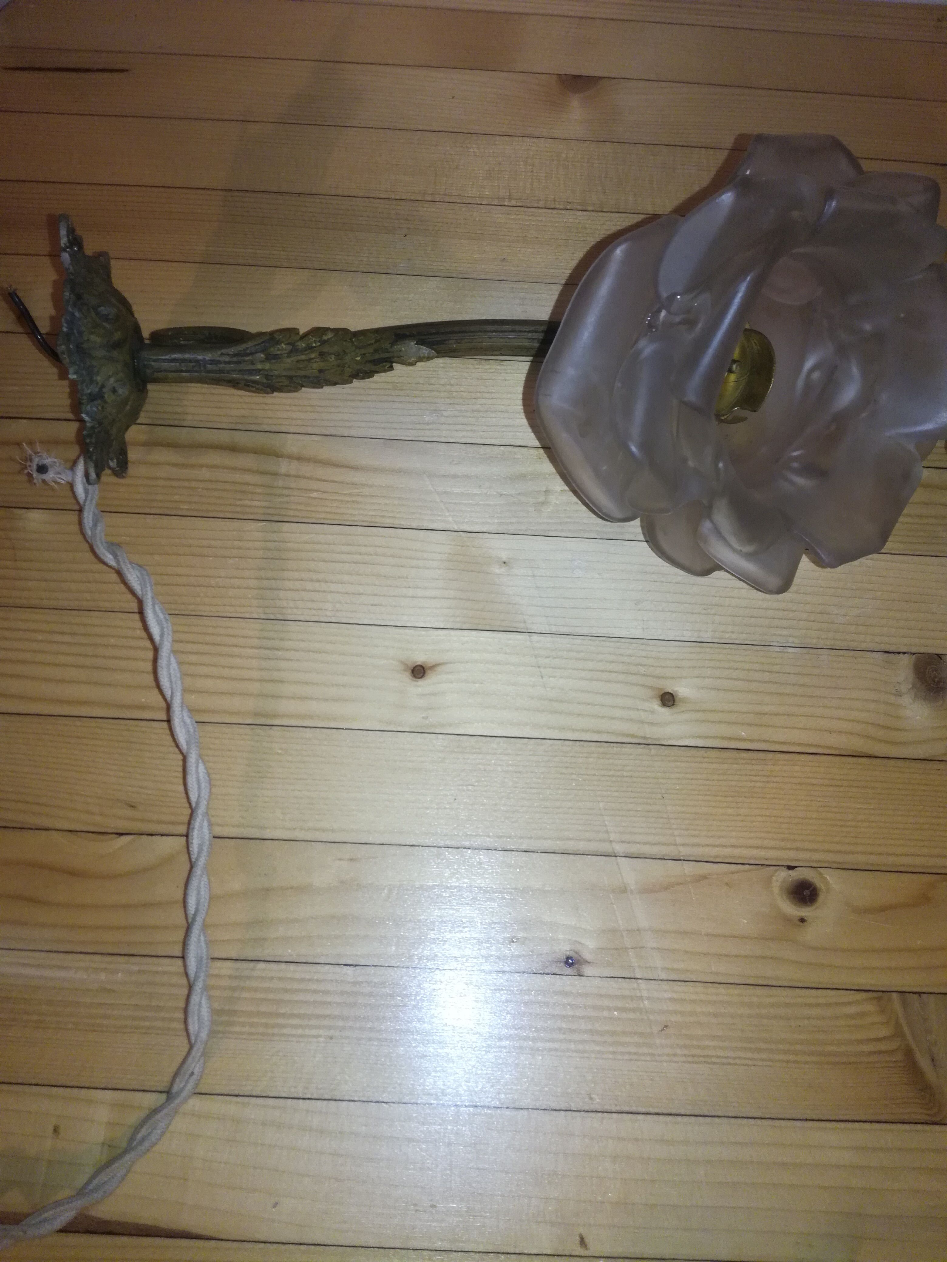 Pair of brass and glass flowers sconces