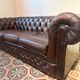 Brown leather 3-seater Chesterfield sofa