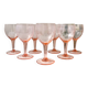 7 vintage pink faceted glass water glasses from the 1950s