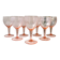 7 vintage pink faceted glass water glasses from the 1950s