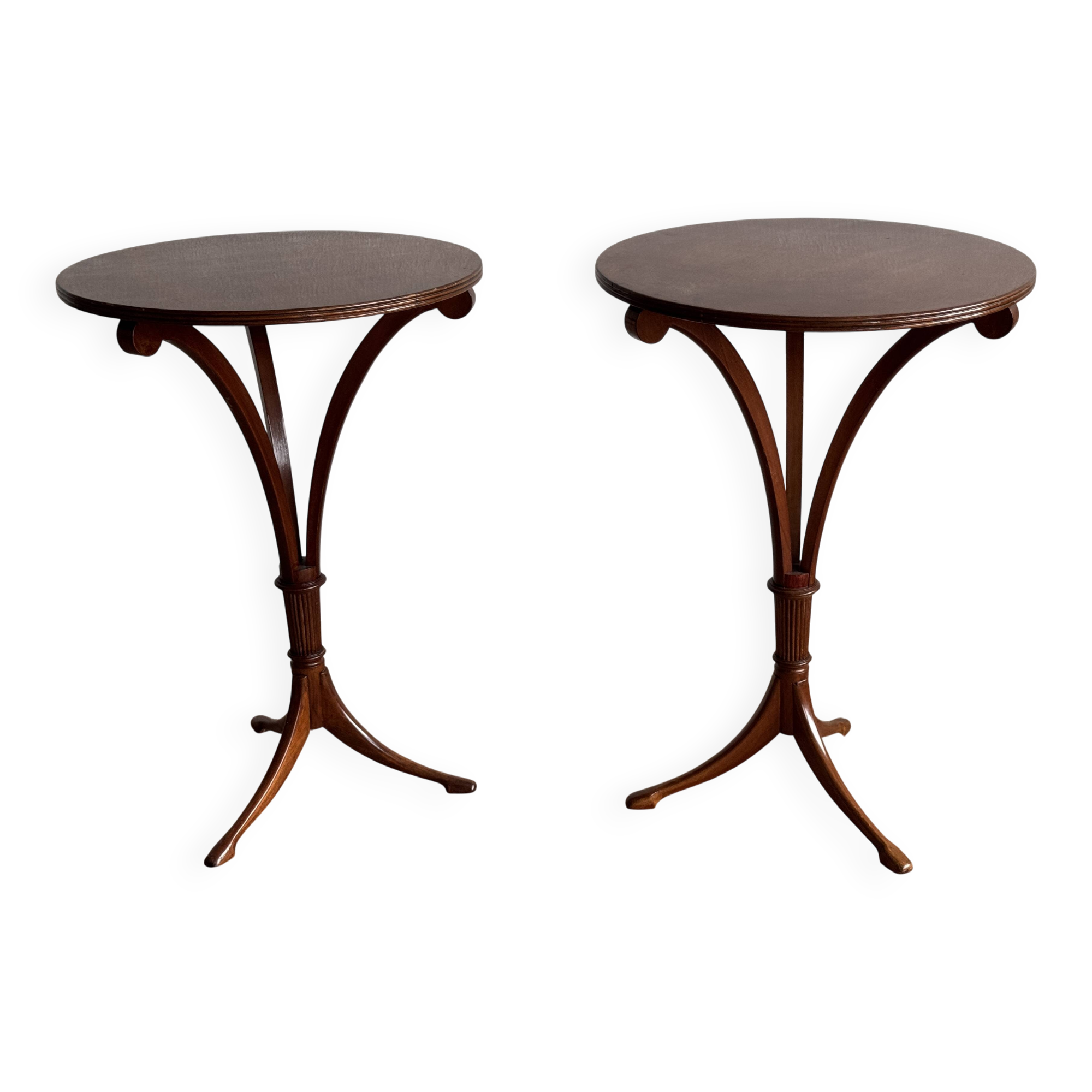 Pair of victorian empire style mahogany tables, 20th century