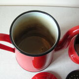 Old red enamelled coffee maker 27 cm deco retro kitchen farm countryside
