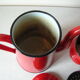 Old red enamelled coffee maker 27 cm deco retro kitchen farm countryside
