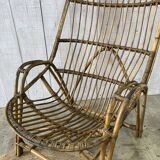 Large vintage rattan armchair