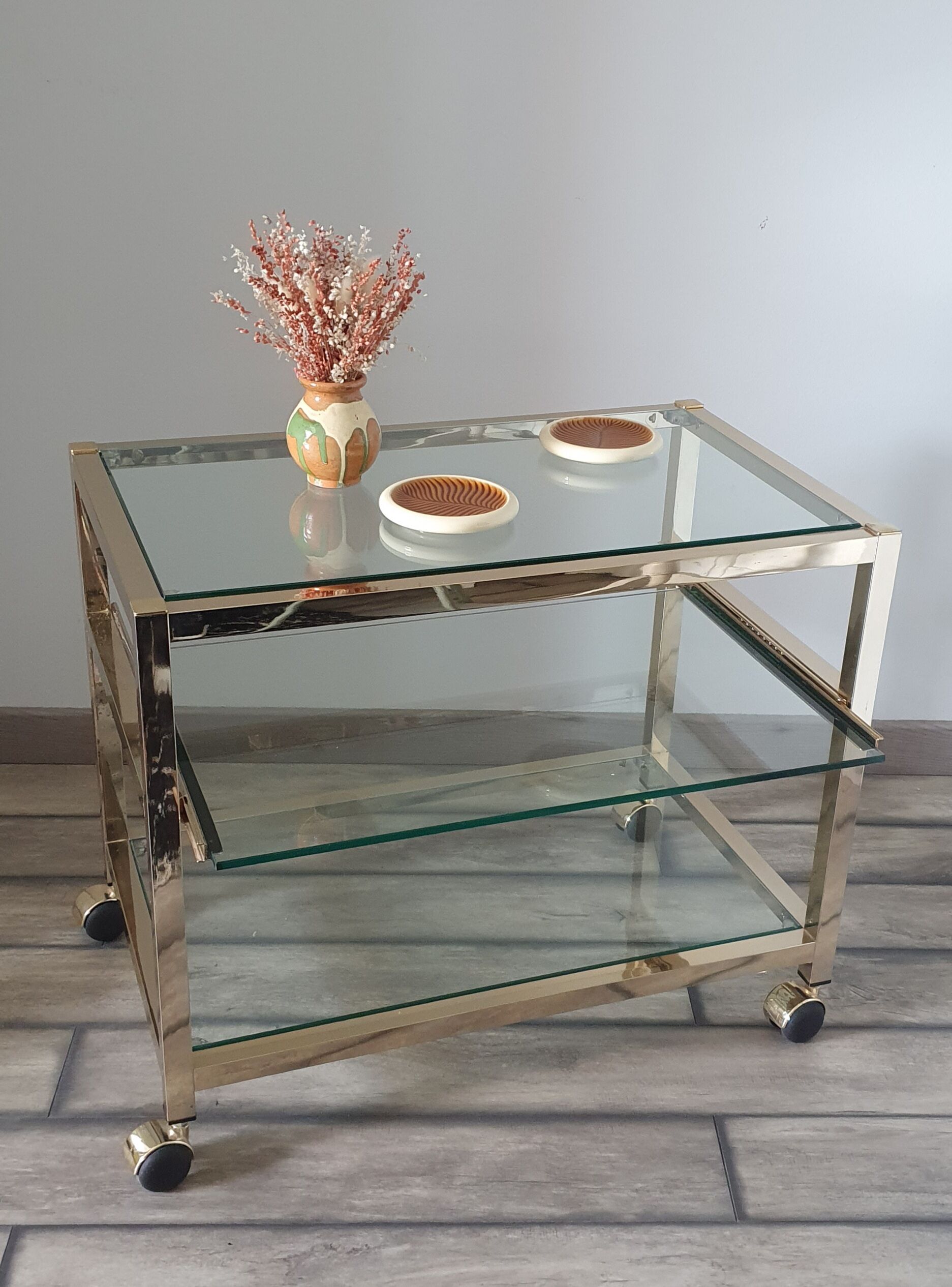 Metal and glass serving trolley