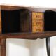 Vintage wooden and marble console table – classic style curved legs, 1950s