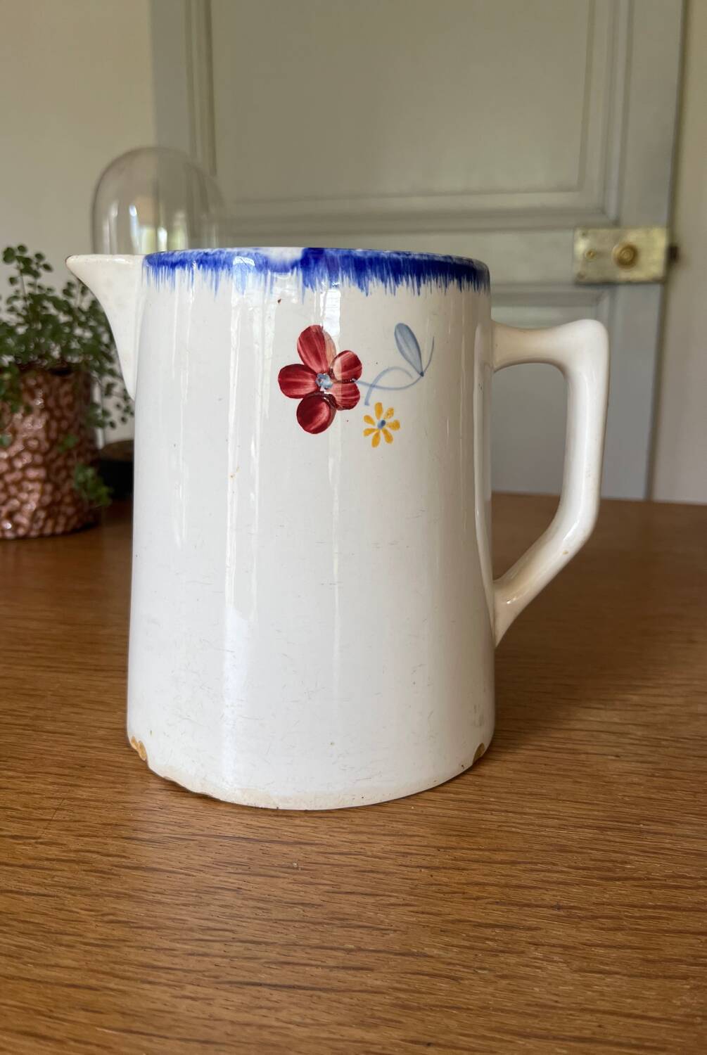 Old earthenware pitcher Digoin Sarreguemines Mary Lou