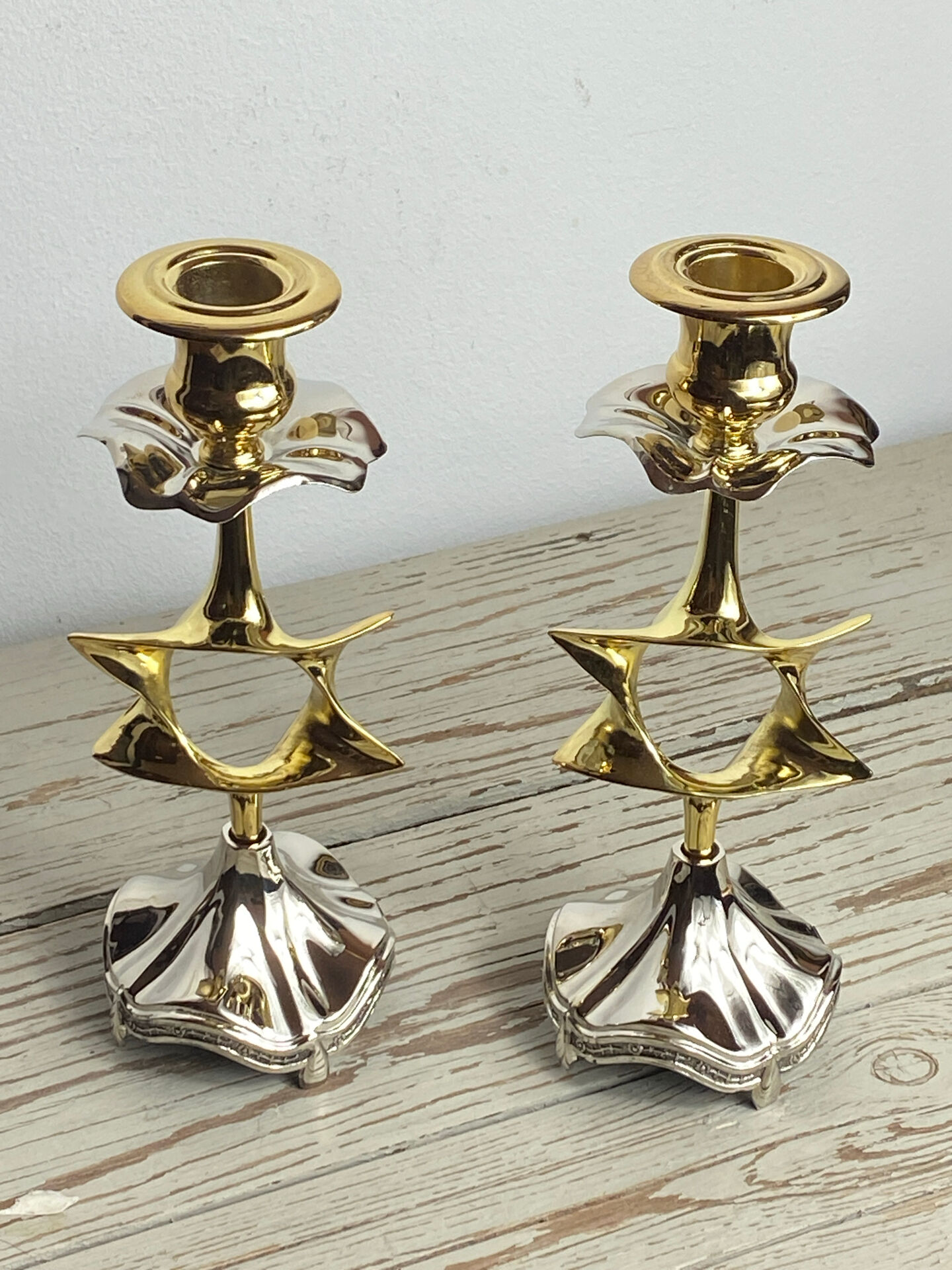 Pair of silver-plated candlesticks