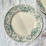 Set of 8 Antique Flat Plates "Figuig" Iron Earth – Longchamp 19th Century