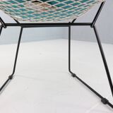 Diamond chair by Harry Bertoia in white & black metal and new leather seati