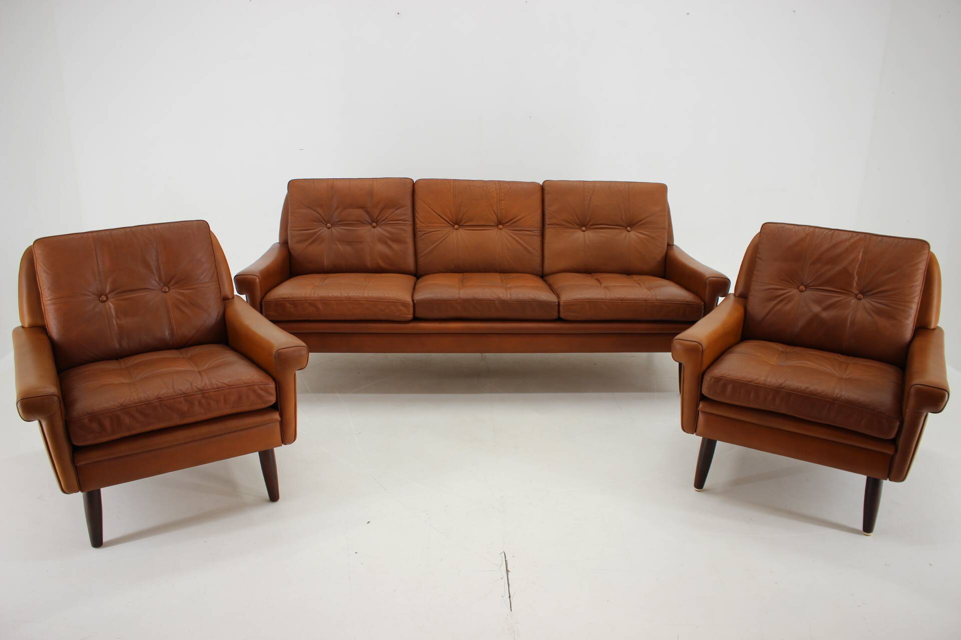 Ensemble de salon Svend Skipper des années 1960 en cuir, Danemark