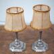 Vintage lamp pair, bedside lamp, tin lamp stand with lampshade, interior décor