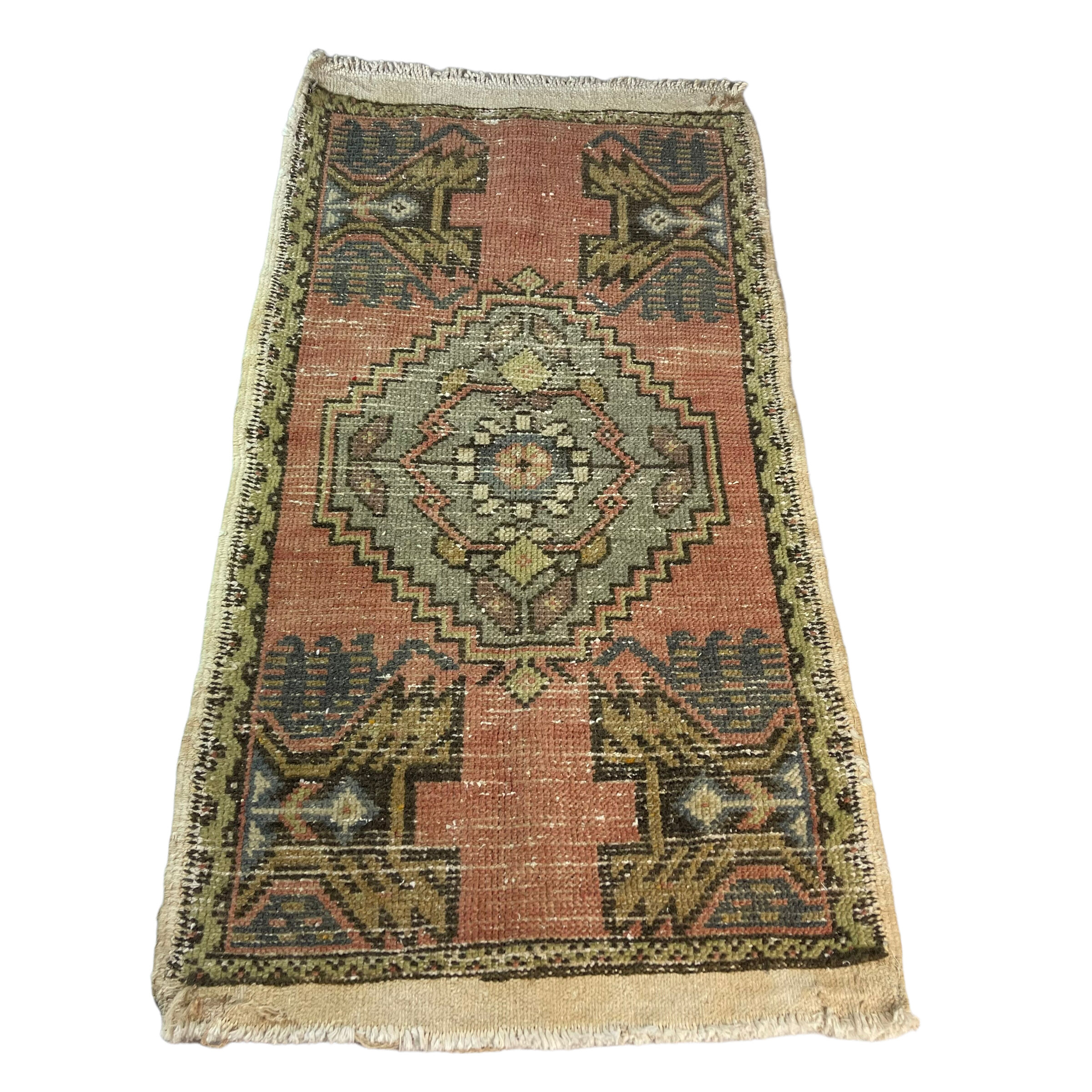 Vintage turkish pastel rug 99 x 52cm