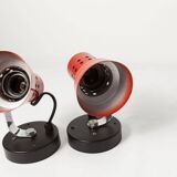 Pair of 1970s red and black wall lights