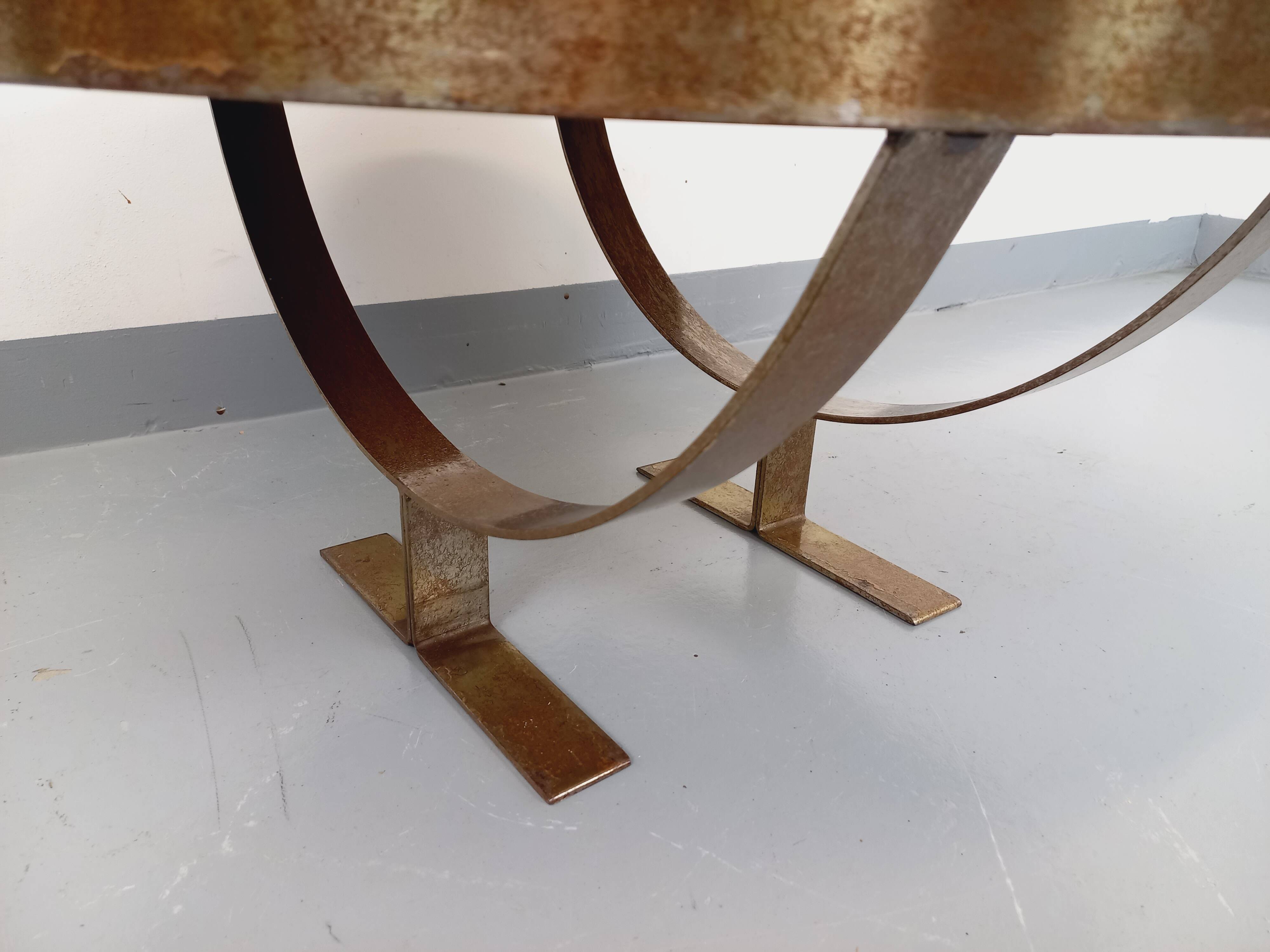 Vintage round coffee table by Jean Gregorieff for Roche Bobois from the 60s 70s in ceramic steel