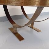 Table basse ronde vintage de Jean Gregorieff pour Roche Bobois des années 60 70 en céramique acier