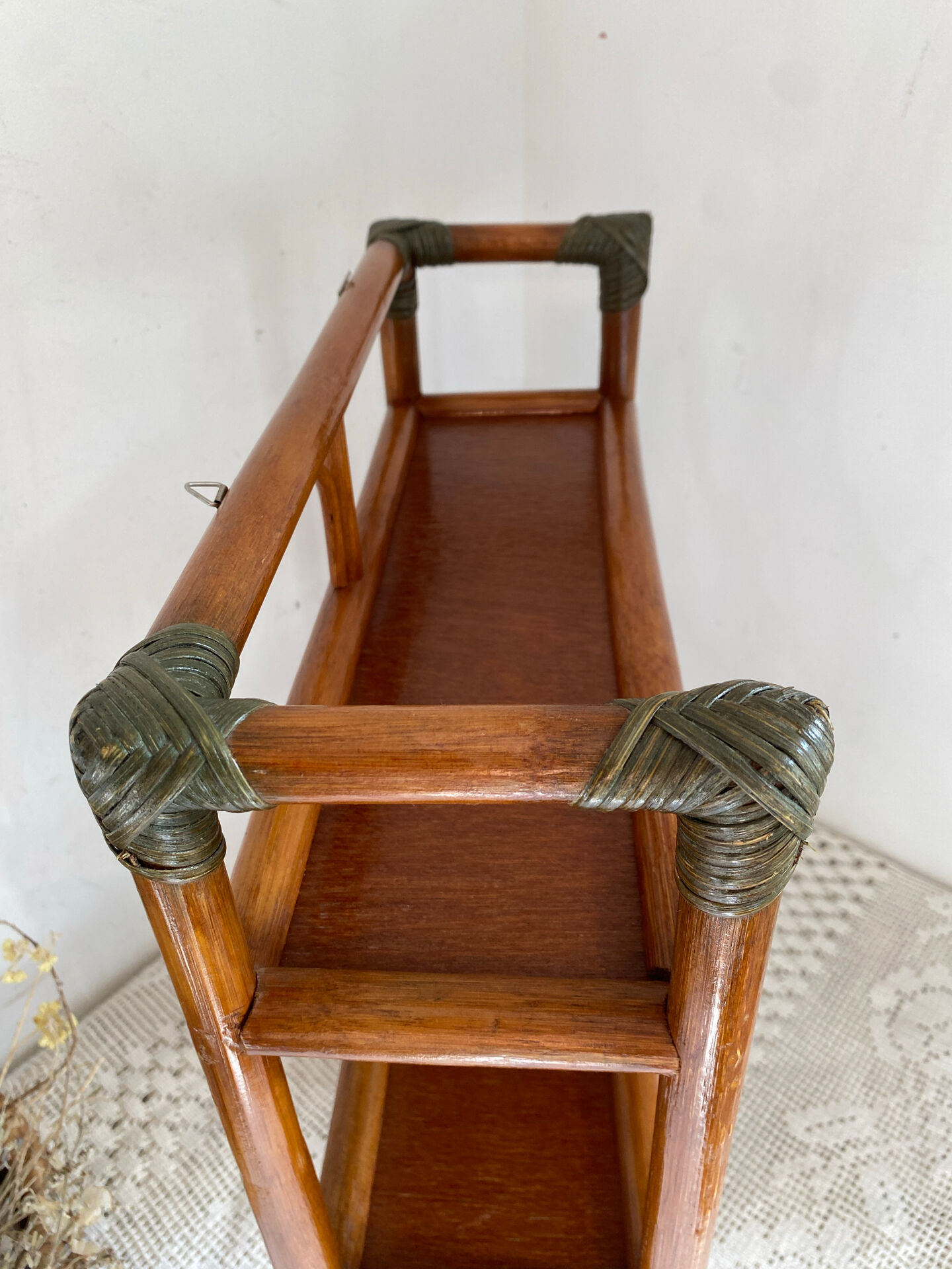Bamboo and rattan shelf, 1970s