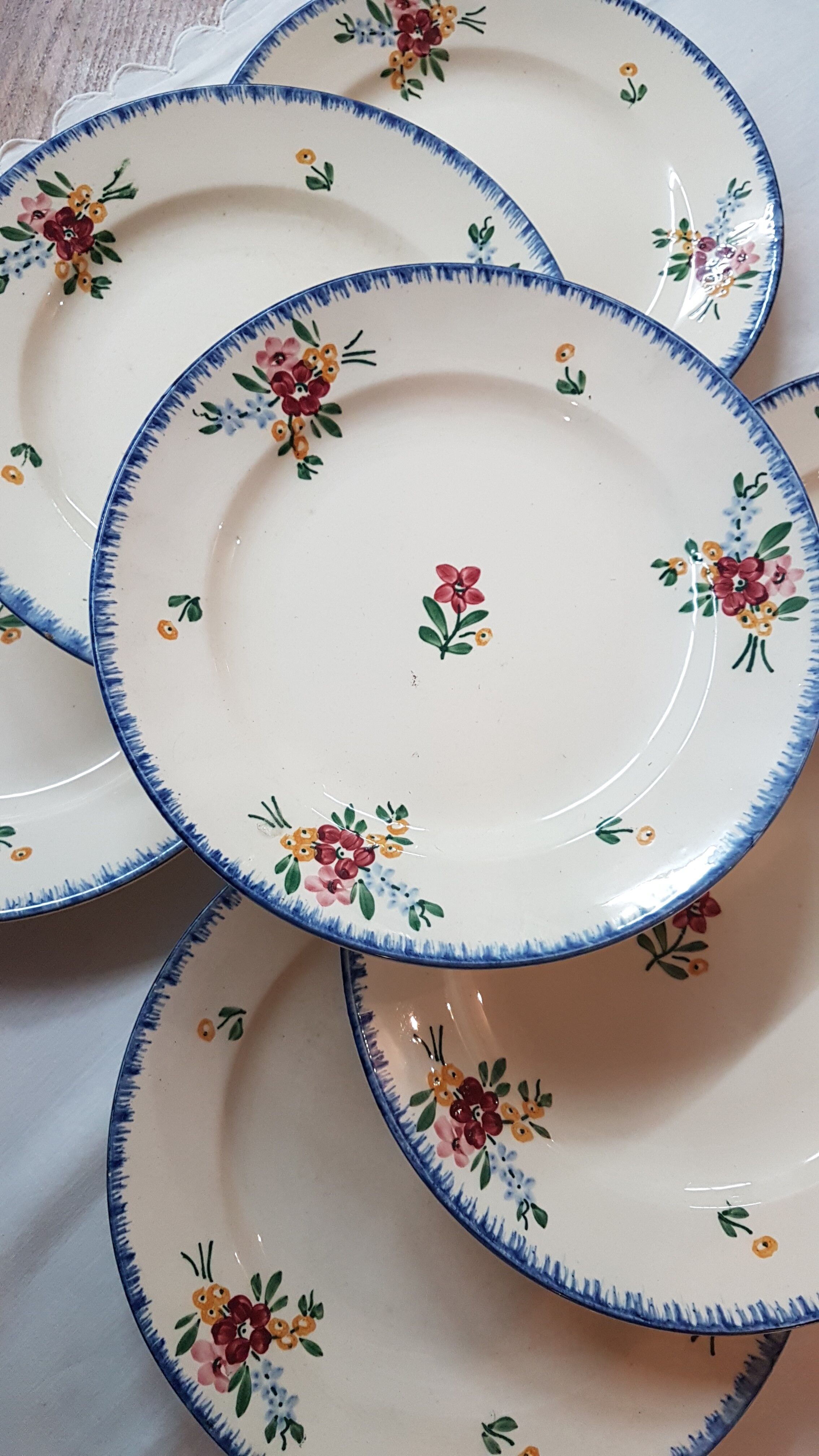 Suite of 6 plates in earthenware of Sarguemine