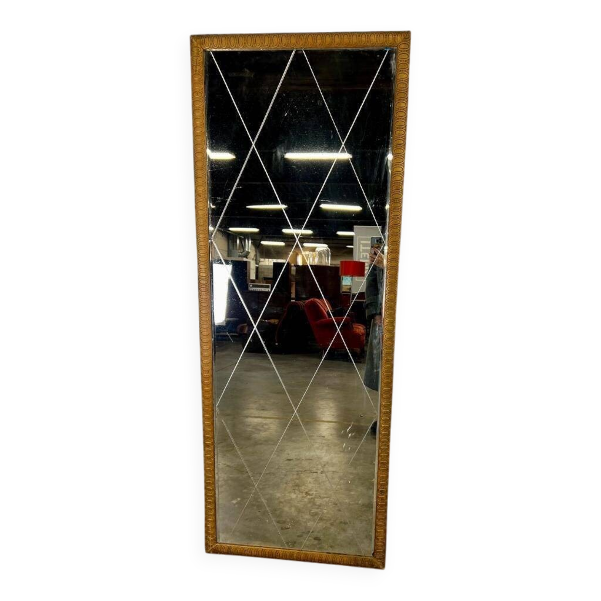 Tall/long vintage mirror with a 'tile' effect