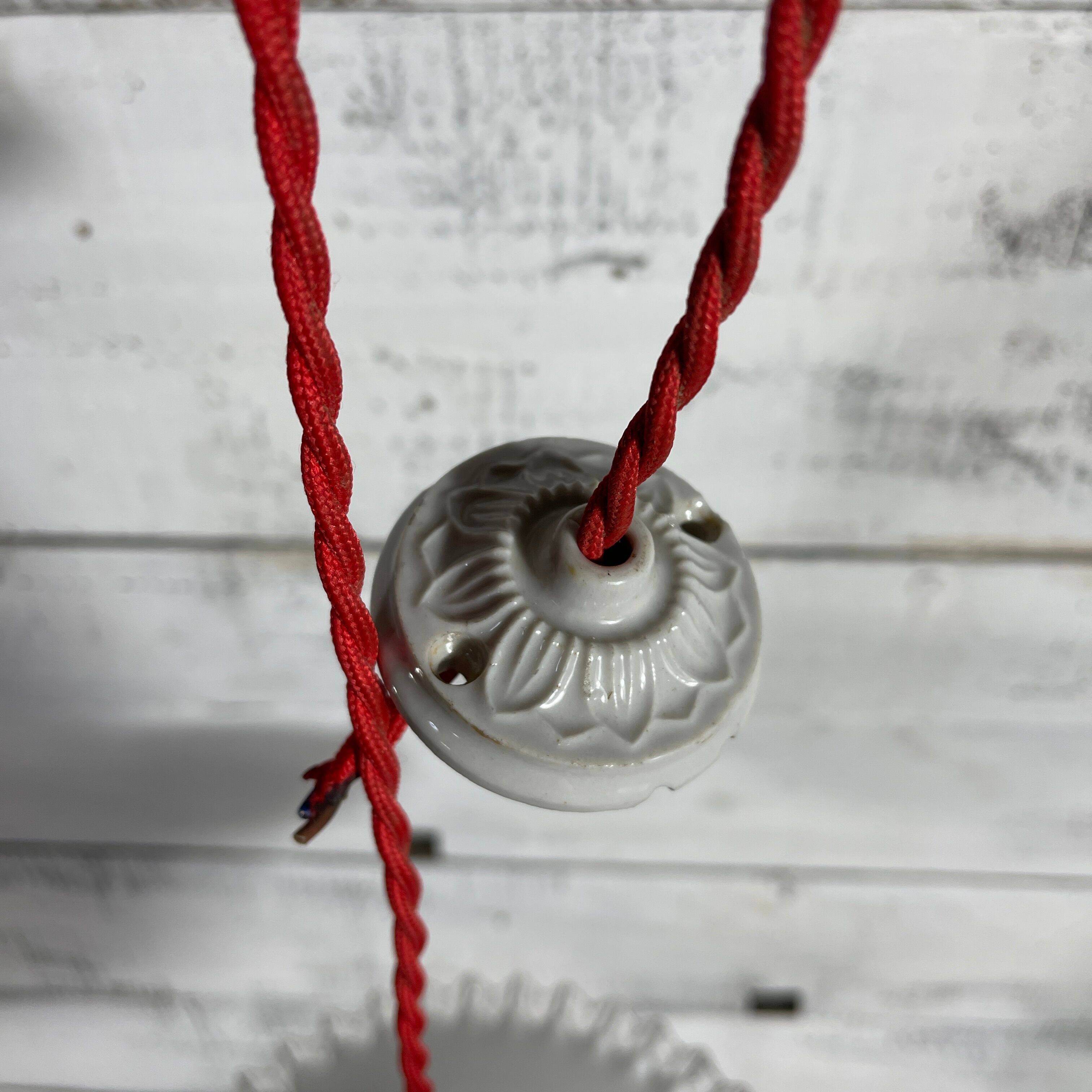 Opaline suspension pleated red cord