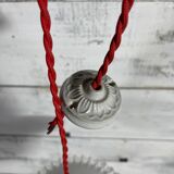 Opaline suspension pleated red cord