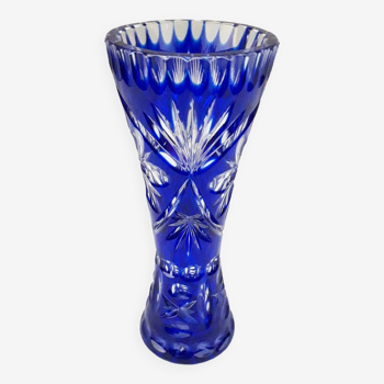 Vase en cristal bleu