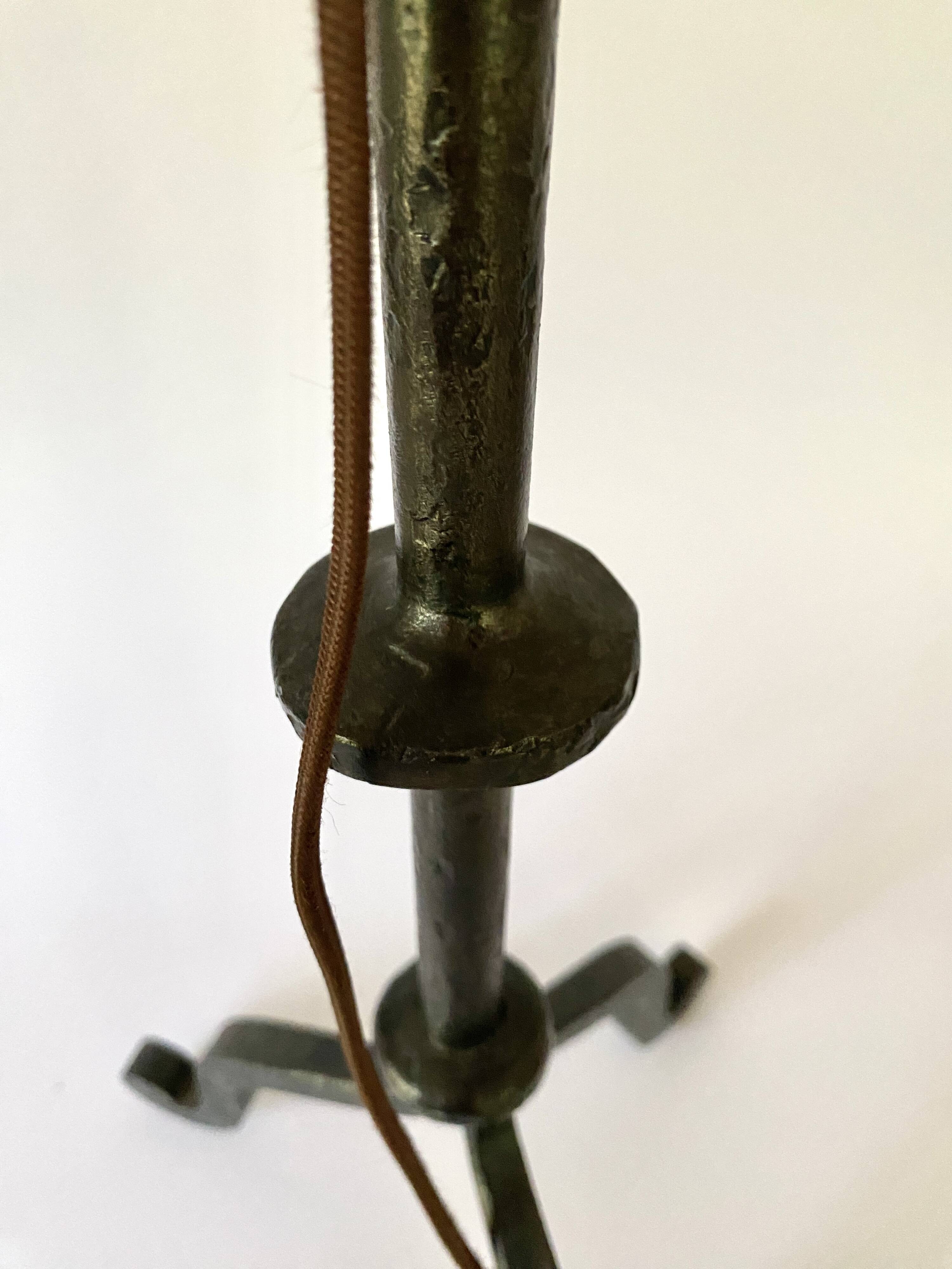 Brutalist wrought iron lamp base