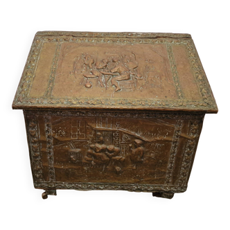 Old wooden and copper chest