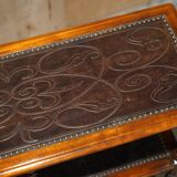 Theodore Alexander bookshelf shelf, solid wood, embossed leather.