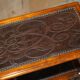 Theodore Alexander bookshelf shelf, solid wood, embossed leather.