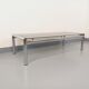 Vintage rectangular coffee table in smoked glass and chrome metal from the 1960s.