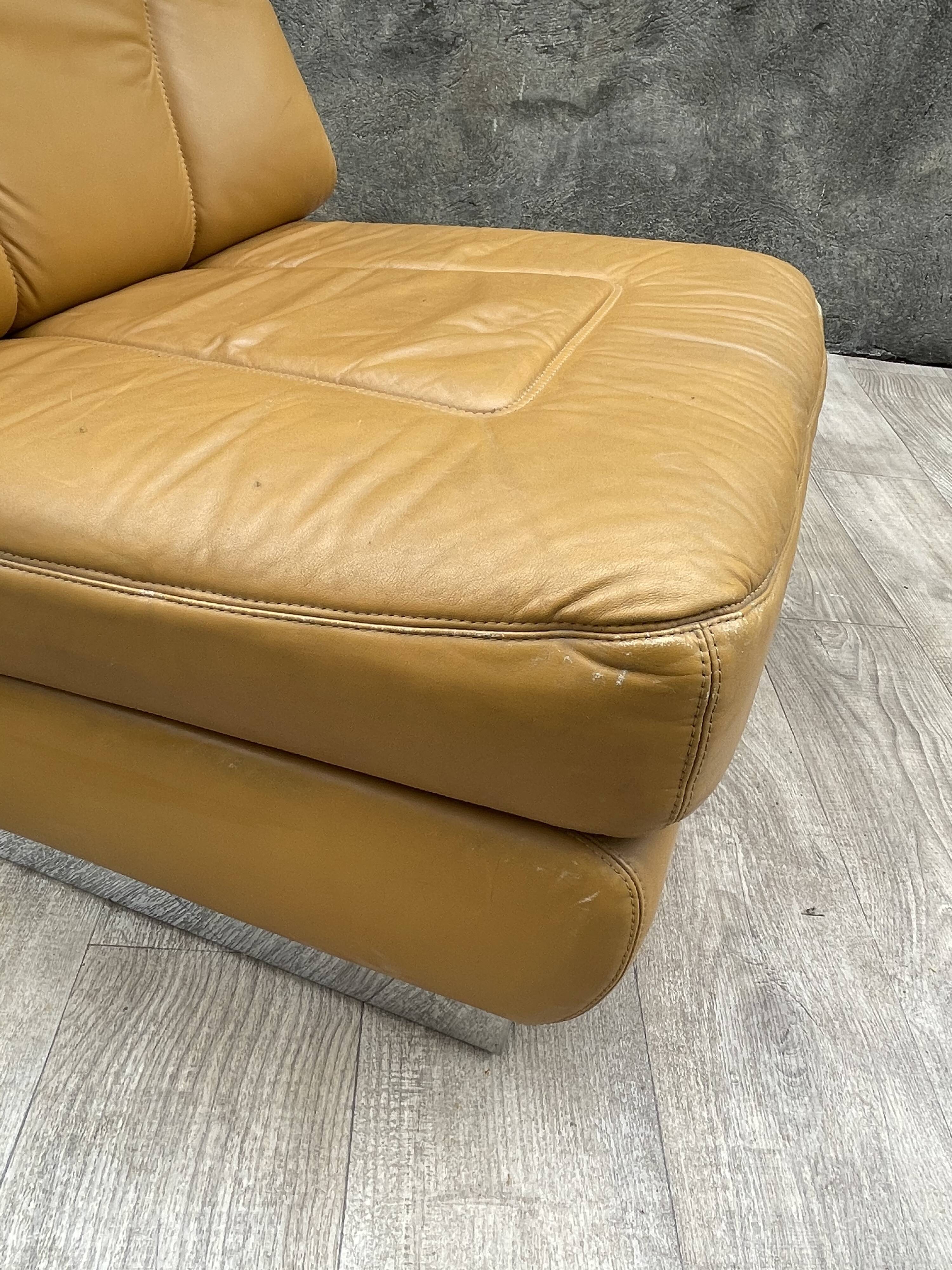 Leather heater and chrome metal base, 1970s