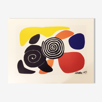 Lithograph Alexander Calder - spirals and petals -1969