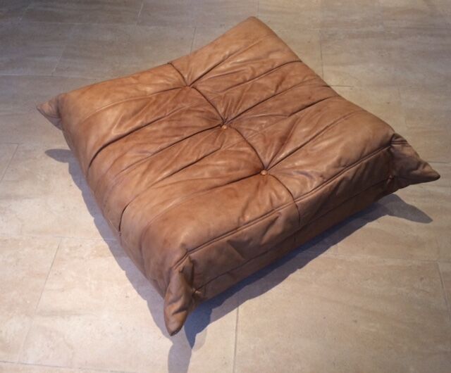 Togo pouffe by Michel Ducaroy for Ligne Roset natural leather