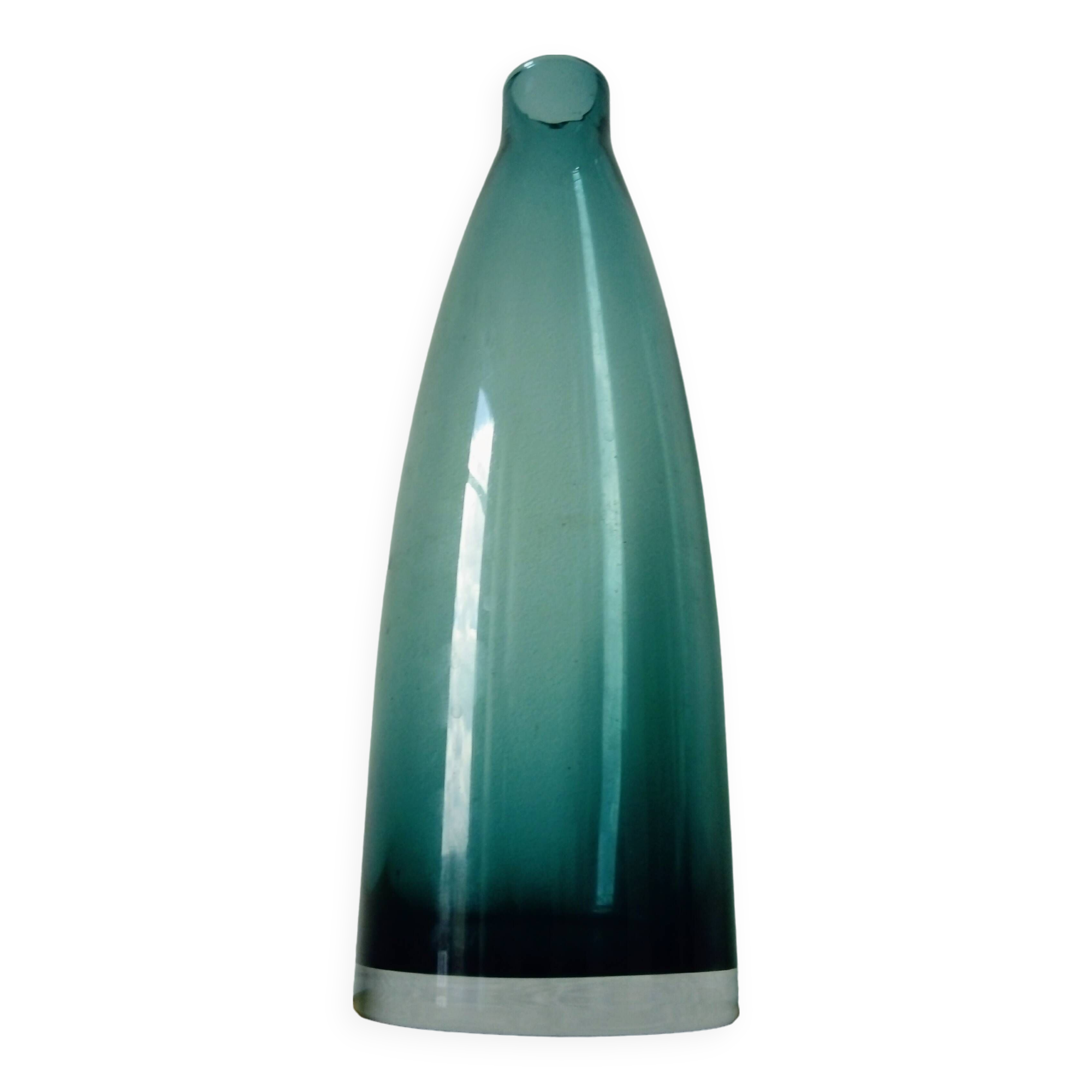 Designer vase in blue-green glass